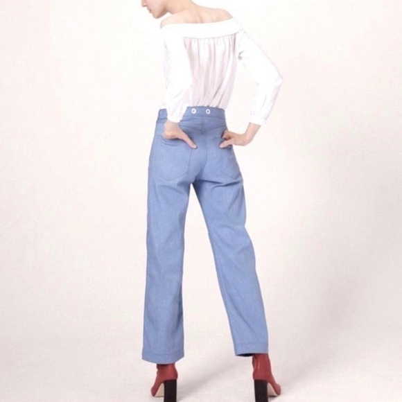 Rag & Bone Crop Grommet Jeans Powder Blue - Picture 1 of 11
